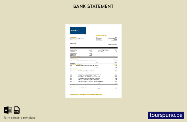 listo para imprimir plantilla de word   extracto bancario LCNB de Laos